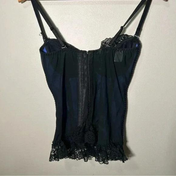 Vintage cobolt blue satin lace corset  34C - Picture 7 of 9